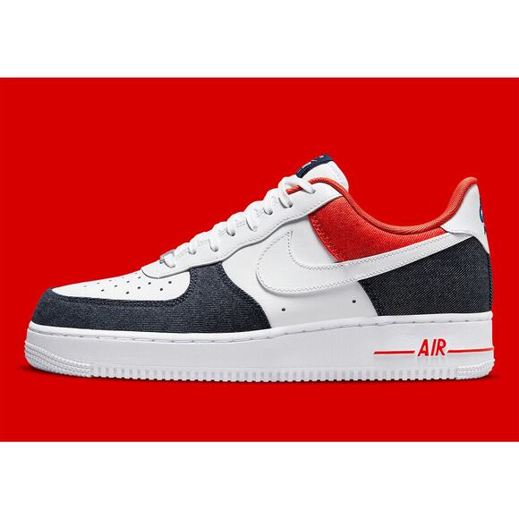 Nike Air Force 1 LV8 (GS) Denim White Blue Red USA Shoes DJ5180 100 - SIZE 5 main image 6